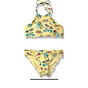 Hobie Girls Yellow Hawaiian Halter Two Piece, Little Girl’s 7. NWT. Kawaii